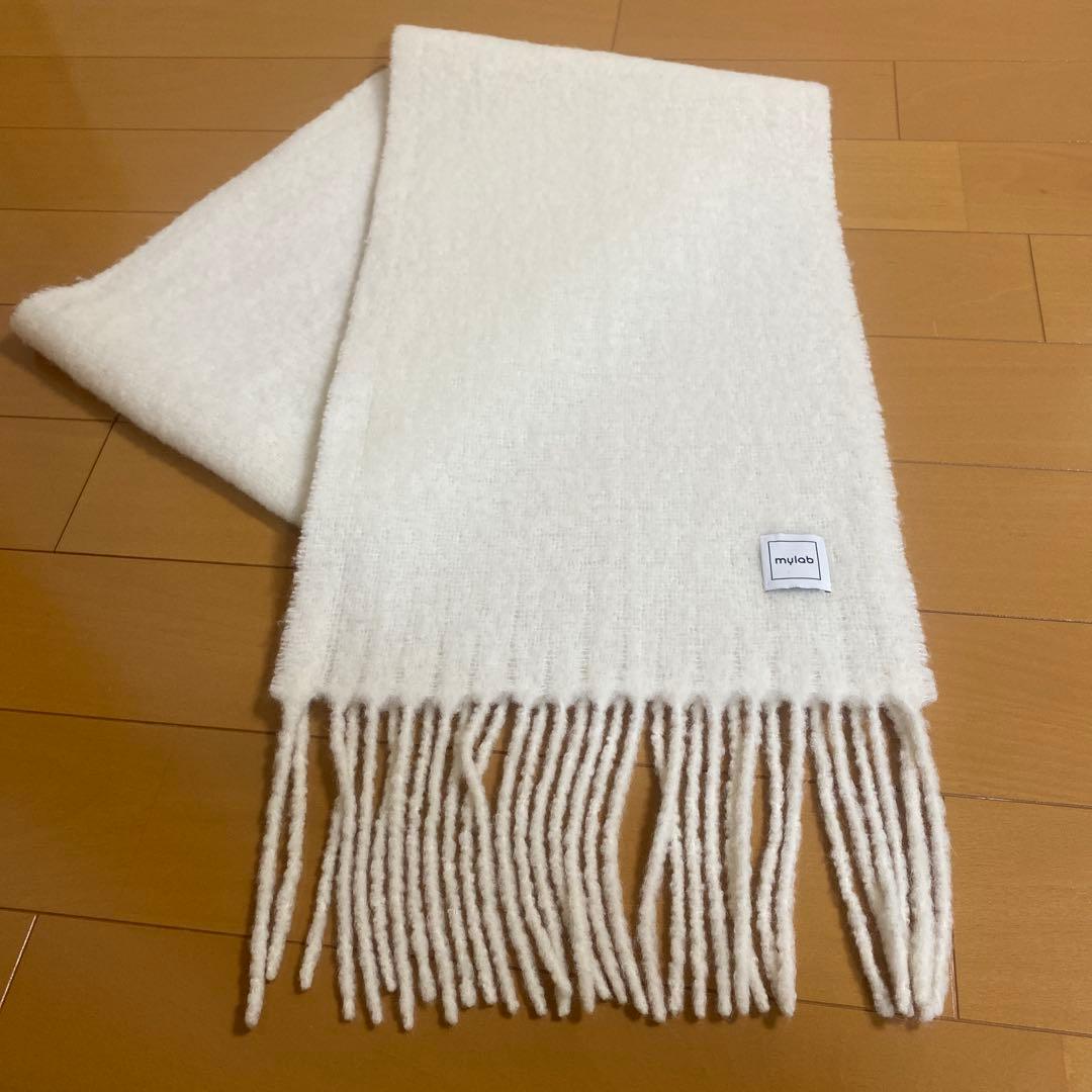 mylab アルパカ混無地マフラー　オフホワイト