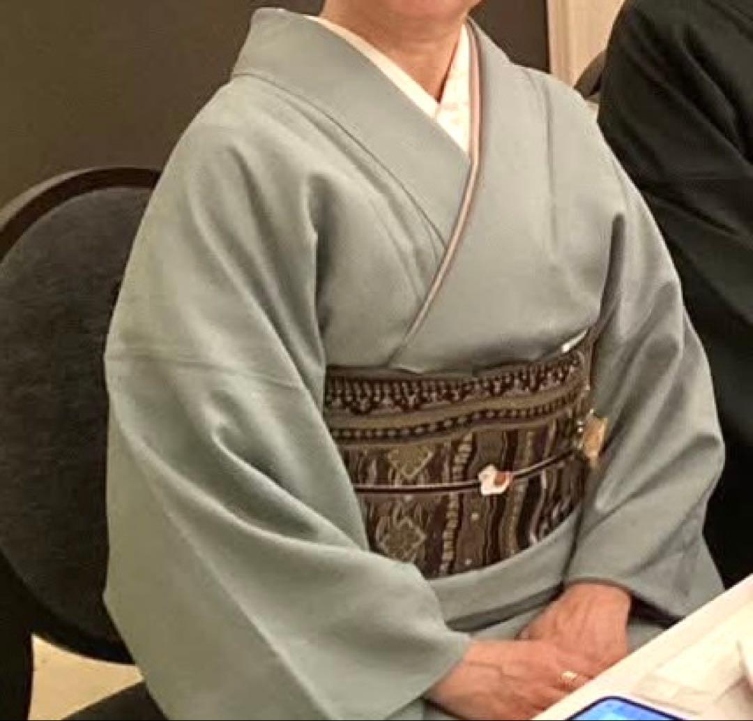 値下げしました❣️色無地 袷★重ね衿付き★逸品 ロング