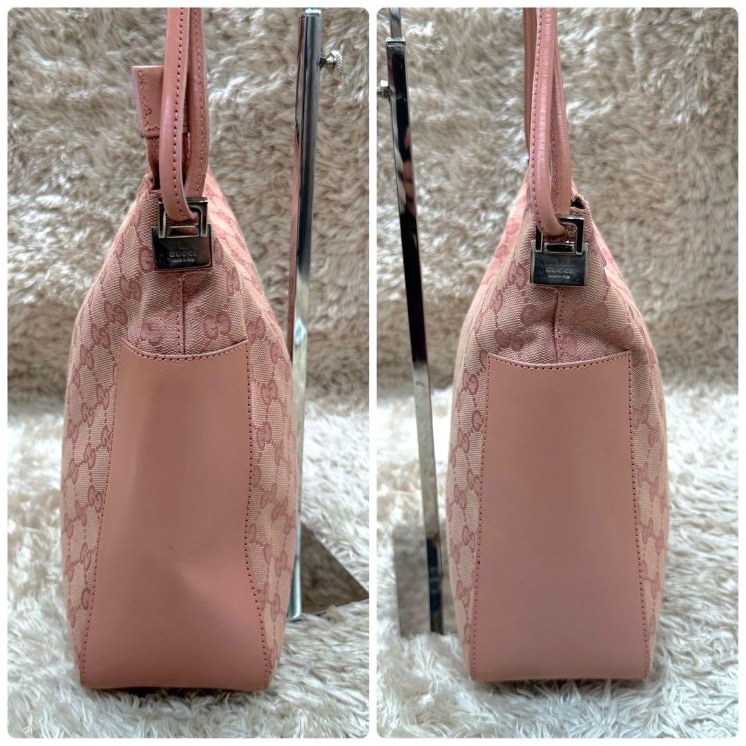【美品】GUCCI GGパターン ワンショルダーバッグ ピンク キャンバス