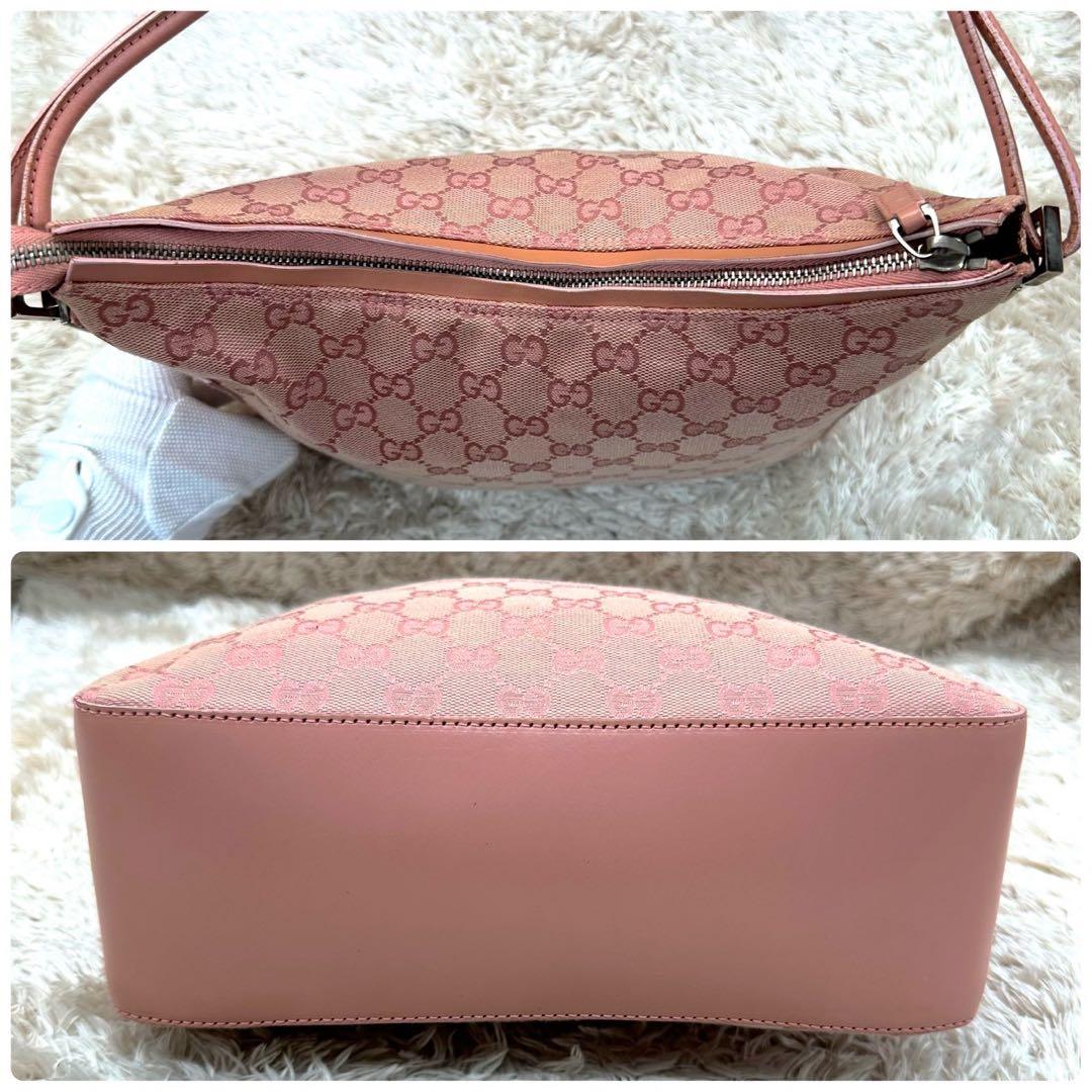 【美品】GUCCI GGパターン ワンショルダーバッグ ピンク キャンバス