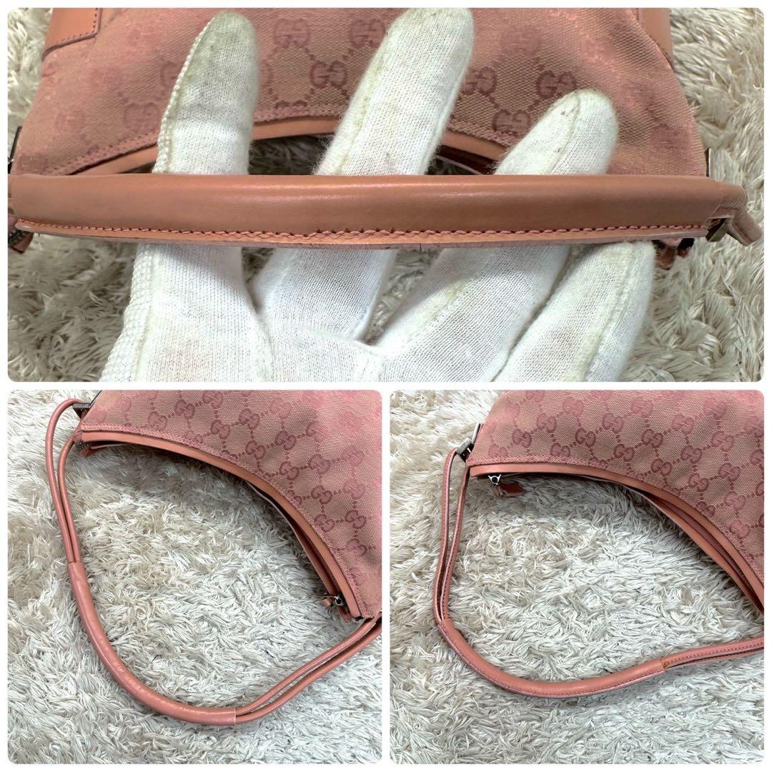 【美品】GUCCI GGパターン ワンショルダーバッグ ピンク キャンバス