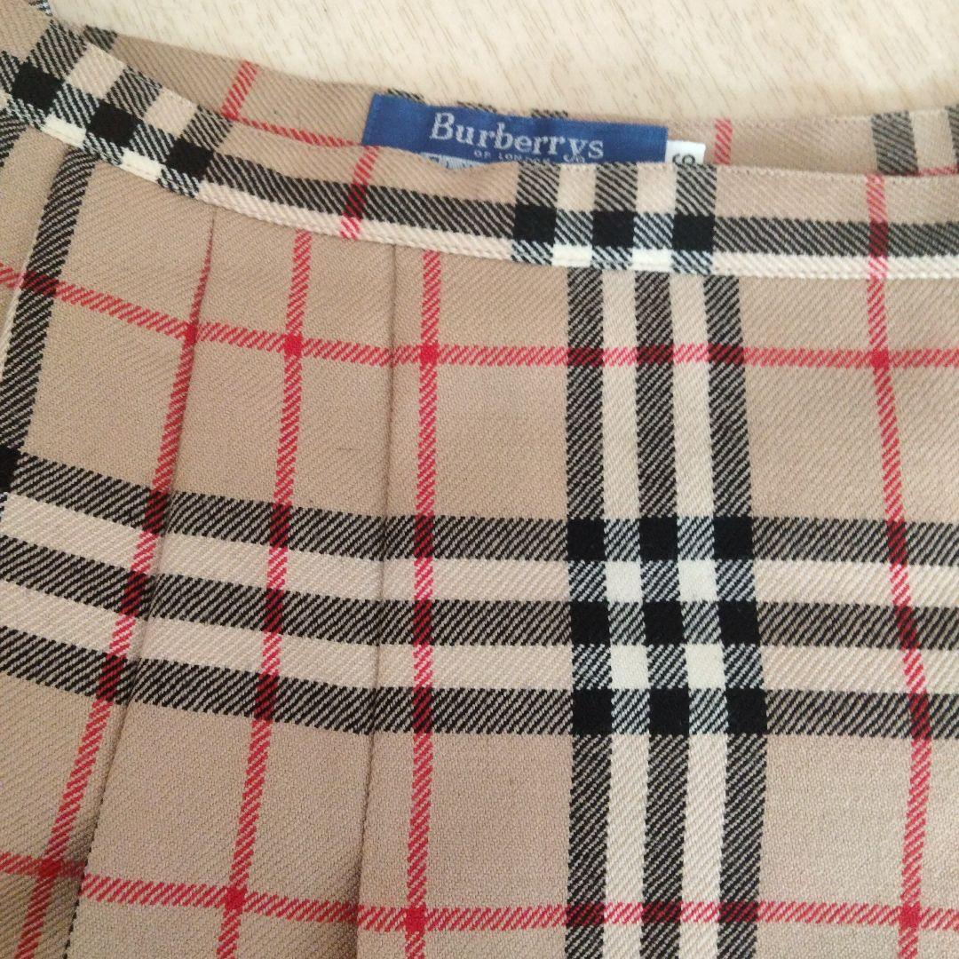 バーバリー　36 ノバチェック柄プリーツスカート ベージュ巻きスカートウール