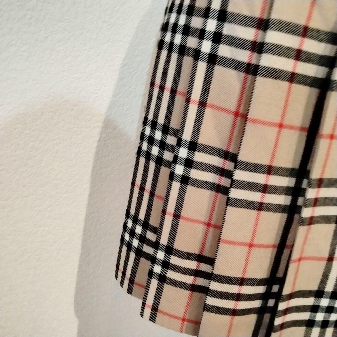 バーバリー　36 ノバチェック柄プリーツスカート ベージュ巻きスカートウール