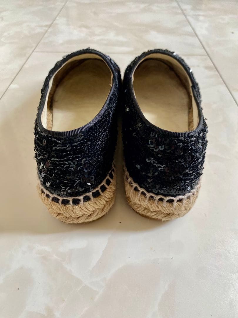 美品 CHANEL エスパドリーユ スリッポン スニーカー 黒 35 シャネル