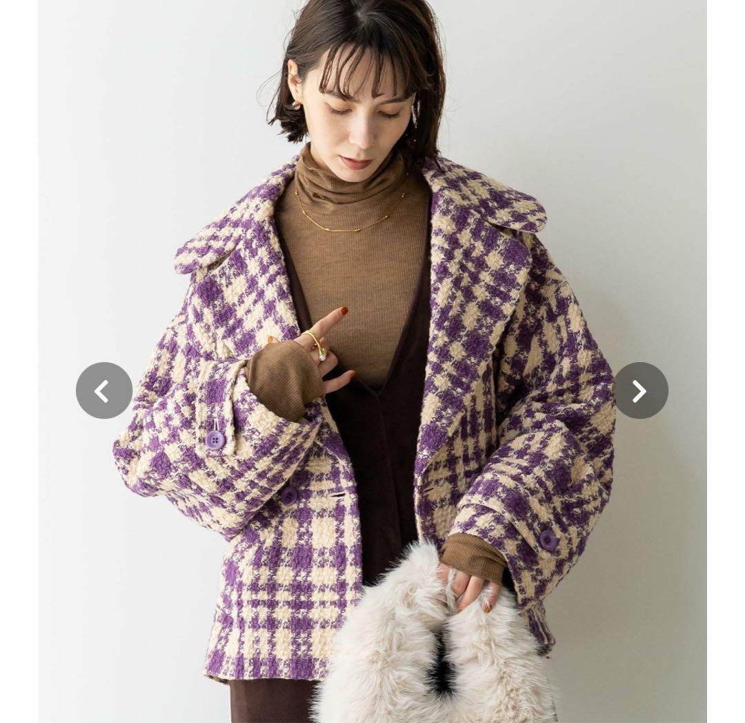 ツイードチェックテーラードコート