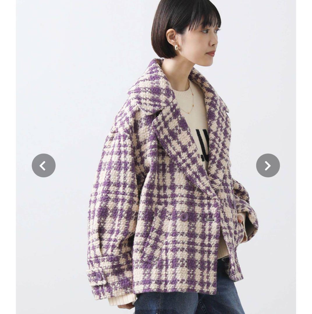 ツイードチェックテーラードコート