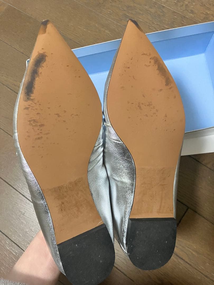 MIDORI UEEDA×GRISEレザーポインテッドギャザーバブーシュ