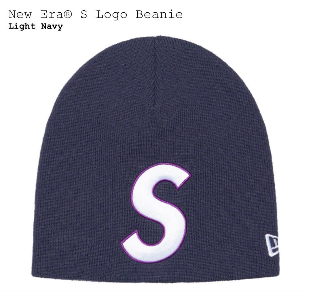 シュプリーム　New Era S Logo Beanie　ライトネイビー