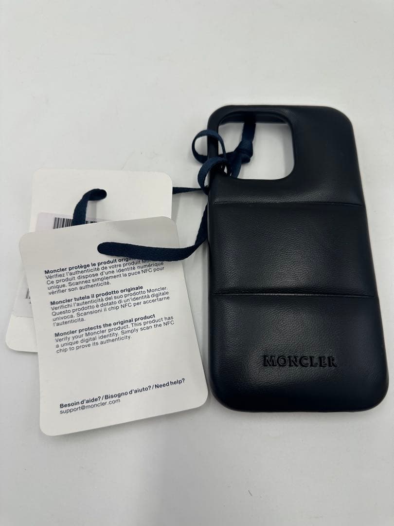 タグ付　モンクレール スマホケース iPhone13 Pro ブラック レザー
