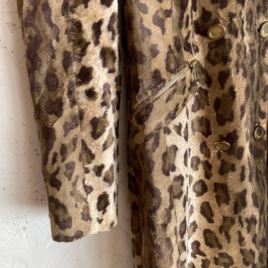 イタリア製【justcavalli】レオパード ヒョウ柄ロングコートウールコート