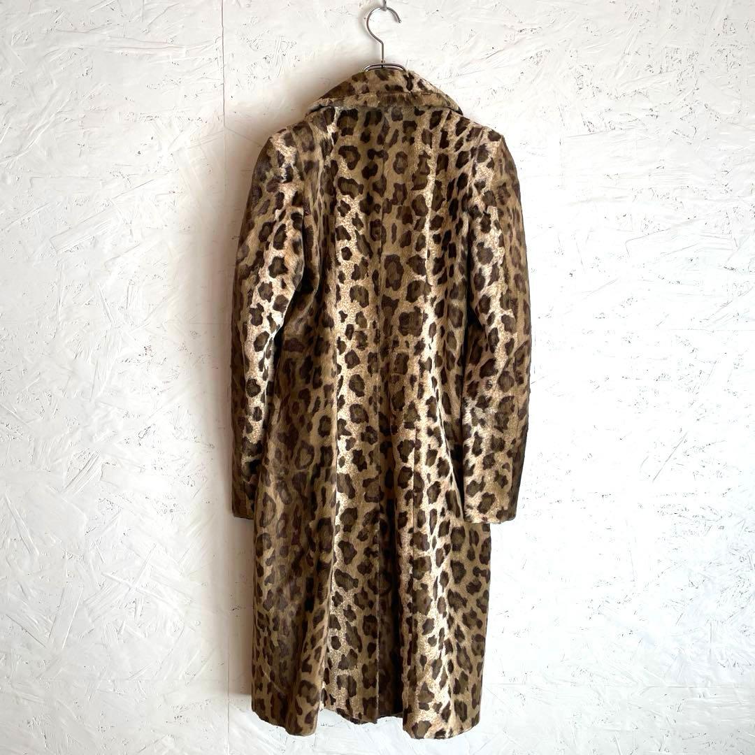 イタリア製【justcavalli】レオパード ヒョウ柄ロングコートウールコート