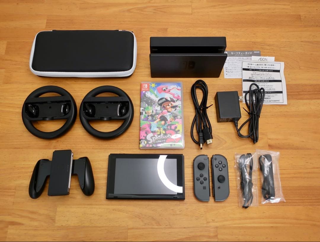 【美品】Switch グレー本体 マリオカート＆ スプラ2＋周辺機器付