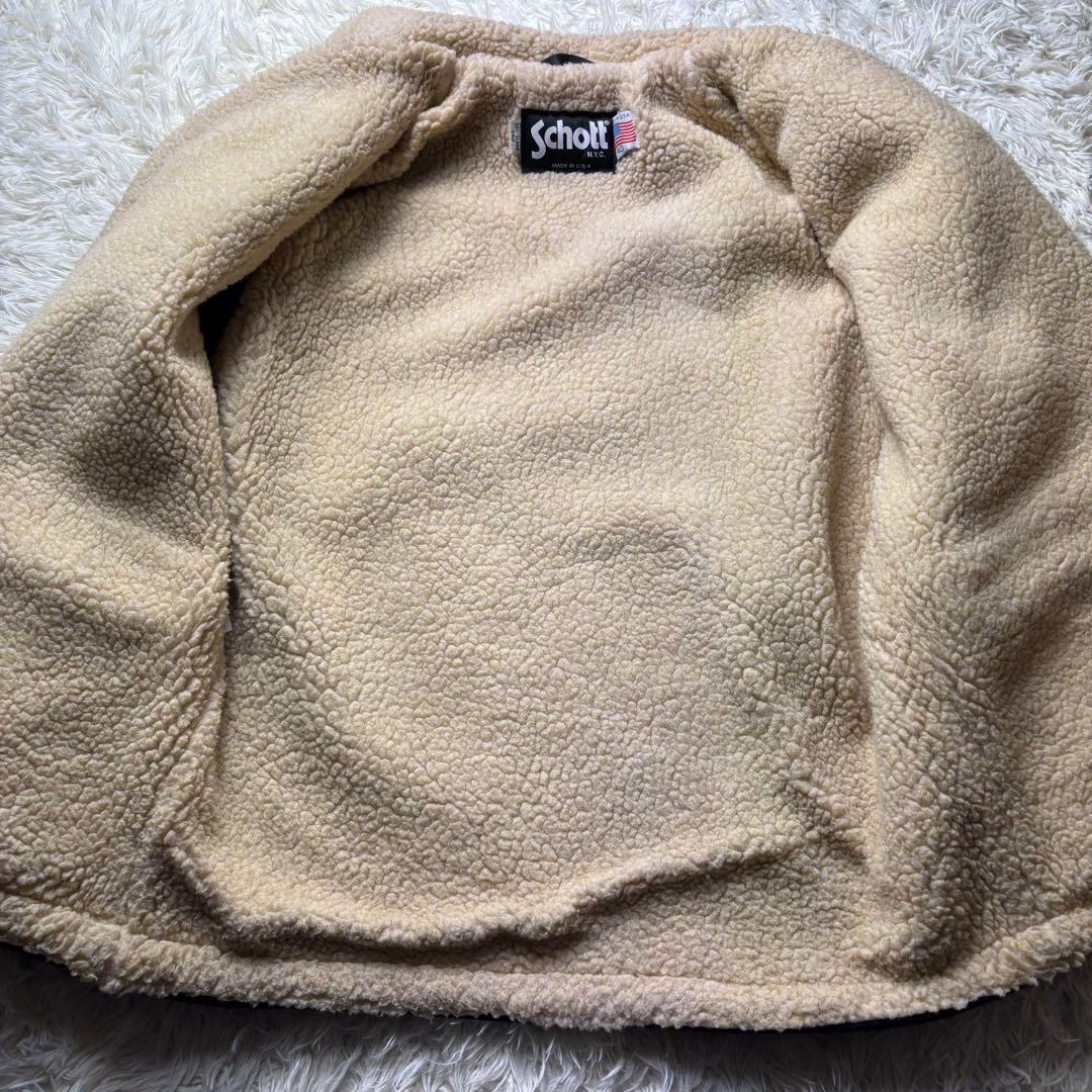 美品　ゆったり L Schott スウェード ボア　ランチ　コート　ジャケット