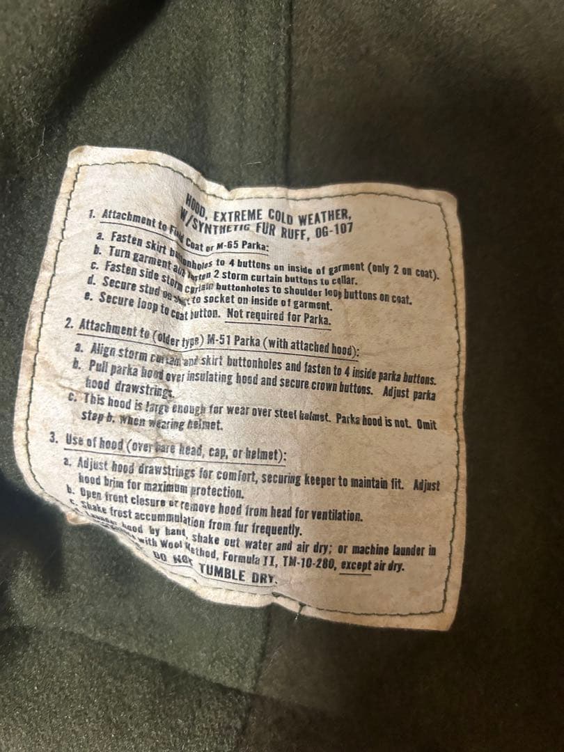 m65パーカーフィッシュテールビンテージ XSフルセット