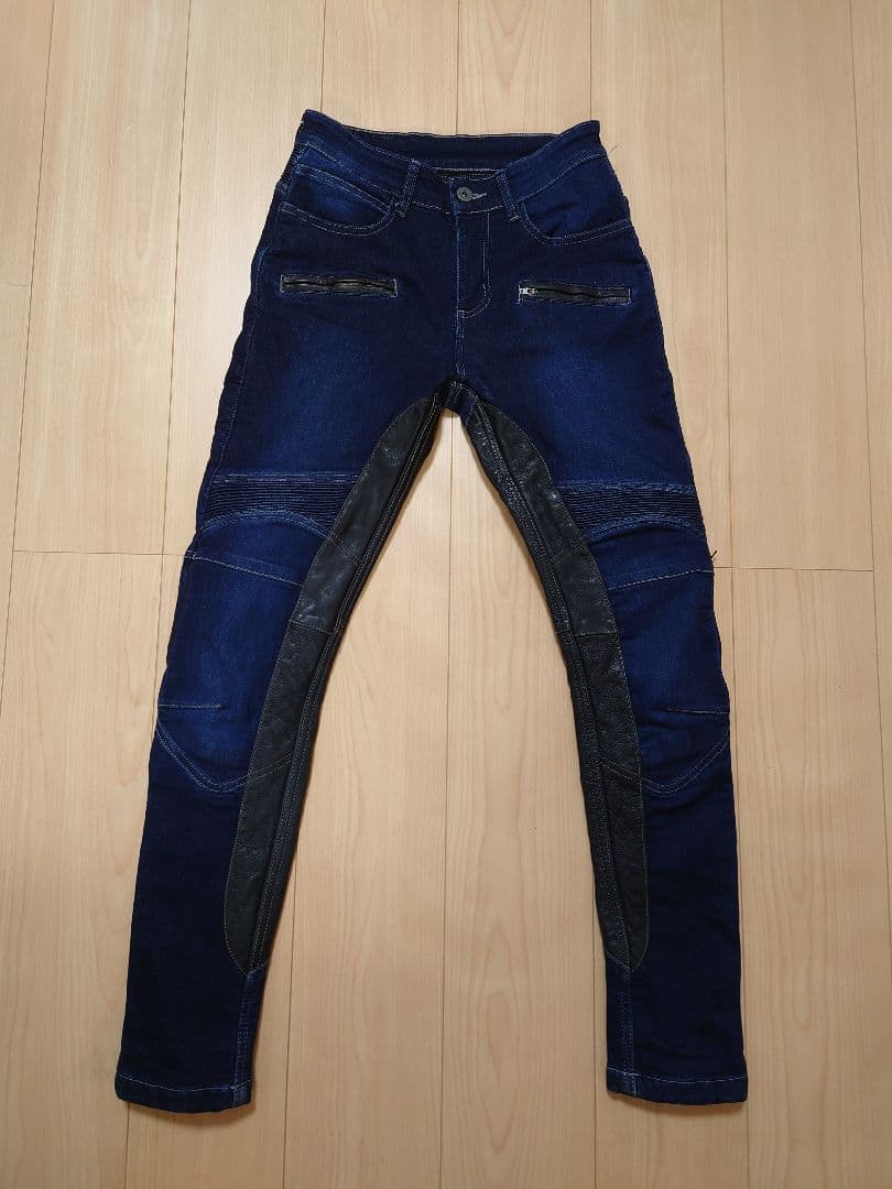 DEGNER Sサイズ　本革ヒートガード付 ライディングデニム　メンテ済