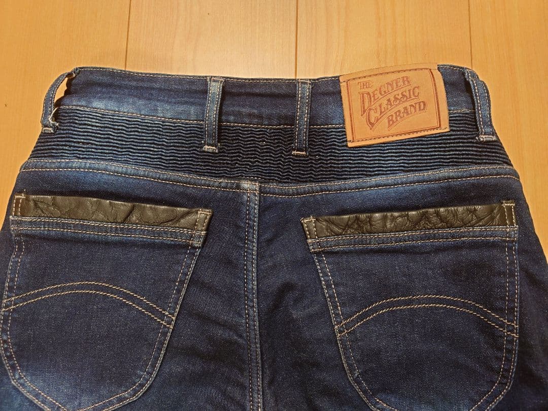 DEGNER Sサイズ　本革ヒートガード付 ライディングデニム　メンテ済