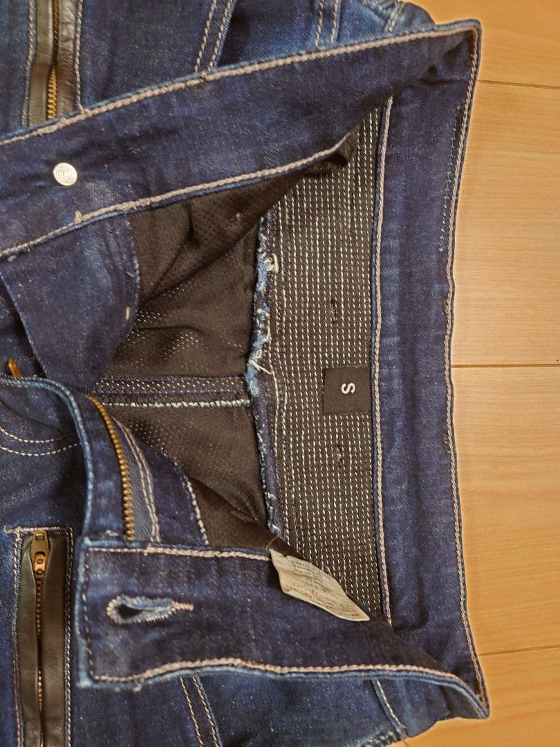 DEGNER Sサイズ　本革ヒートガード付 ライディングデニム　メンテ済