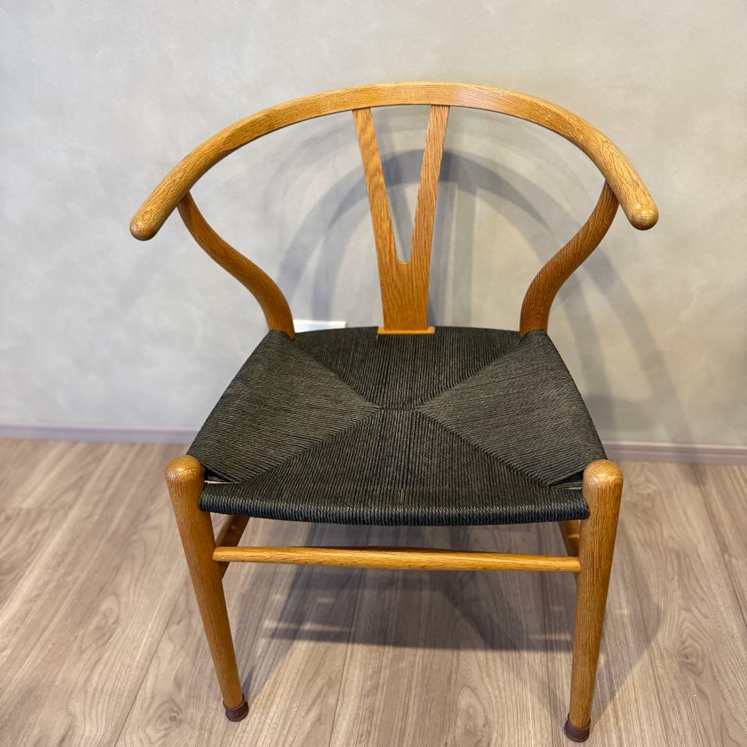 ワイチェア（43cm高・オーク材・オイル仕上げ・ブラックペーパーコード）