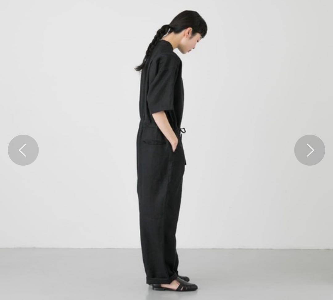 な　かぐれ　バンドカラーリネンハーフスリーブオールインワン美品　再お値下げ