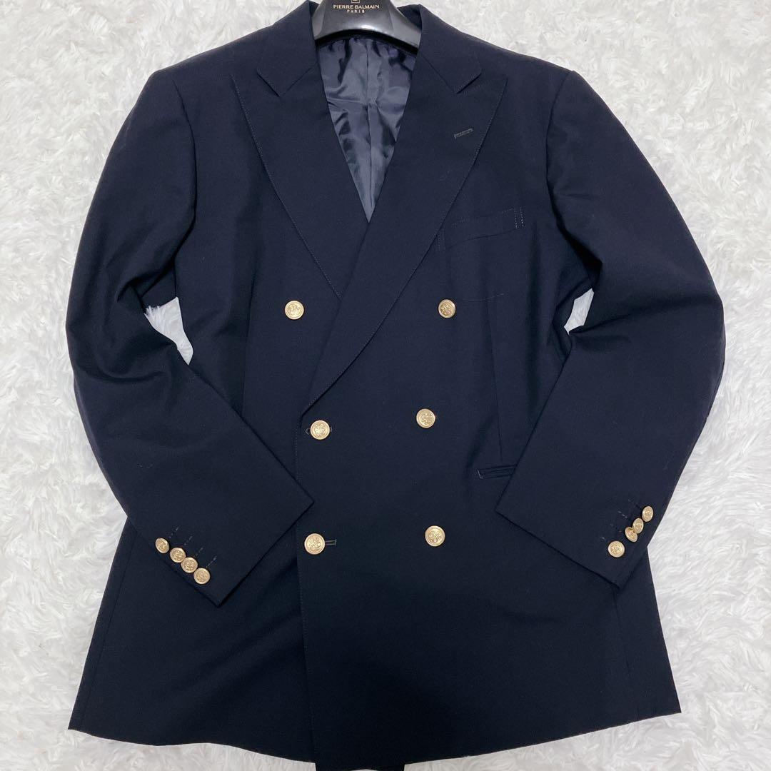 極美品J.PRESS 紺ブレ ダブル ＸL 金ボタン ブレザー ネイビー AB7