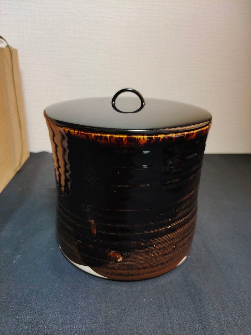 水指　『洛東　桶谷定一造』『糸目水指』　共箱　茶道具　陶芸