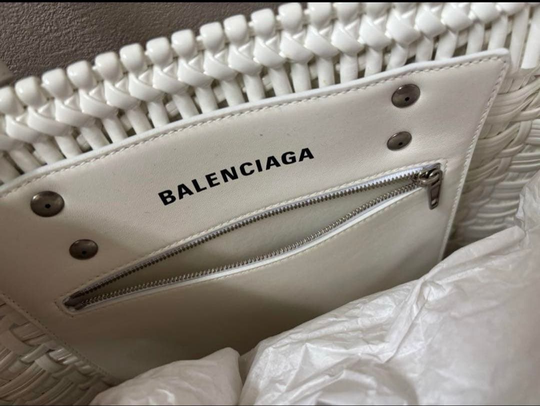 BALENCIAGA ビストロ S カゴバッグ ホワイト