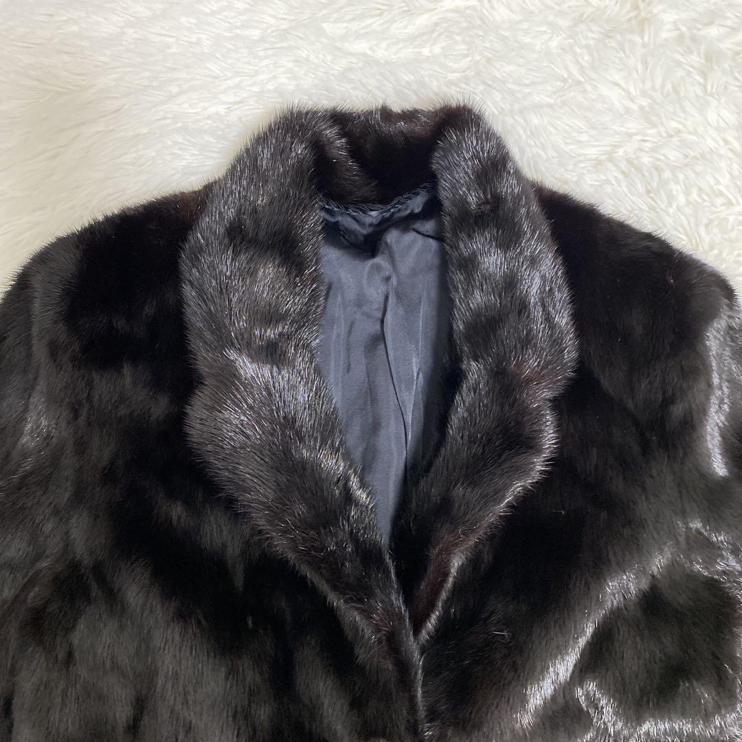 大きいサイズ 高級リアルファー コート ミンク ダークブラウン 13