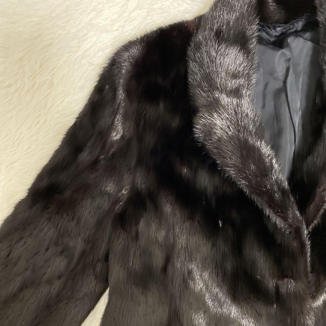 大きいサイズ 高級リアルファー コート ミンク ダークブラウン 13