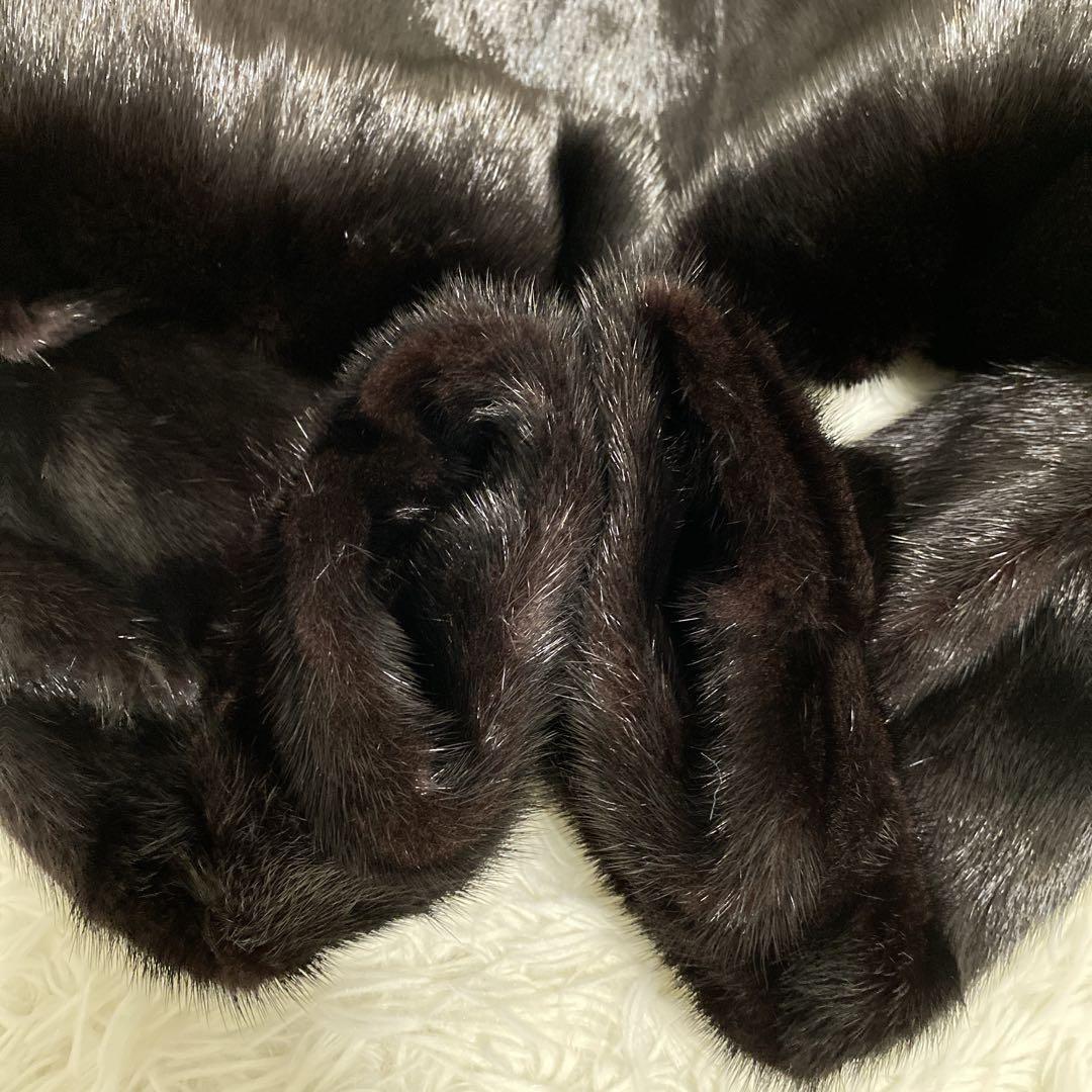 大きいサイズ 高級リアルファー コート ミンク ダークブラウン 13