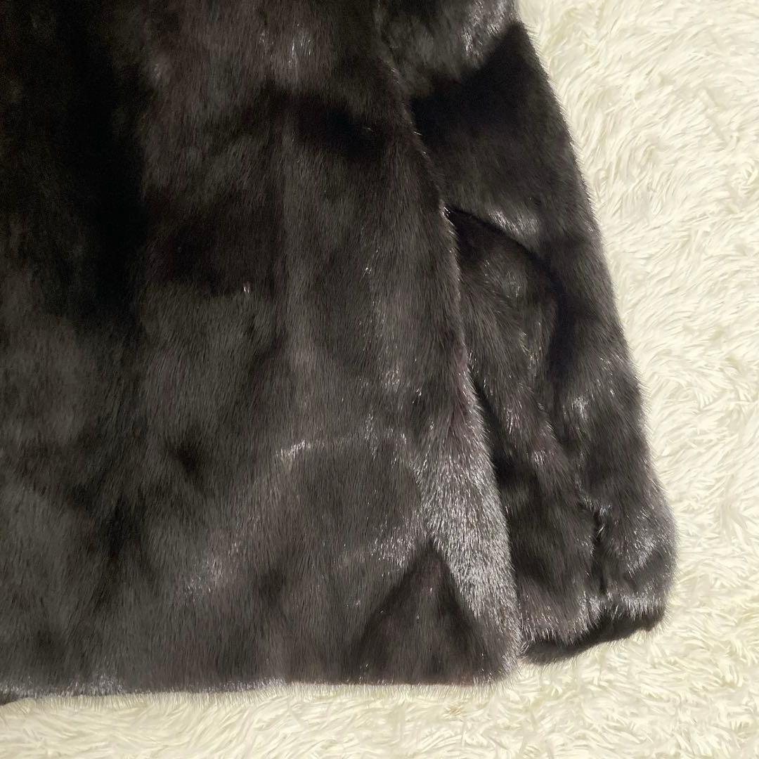 大きいサイズ 高級リアルファー コート ミンク ダークブラウン 13