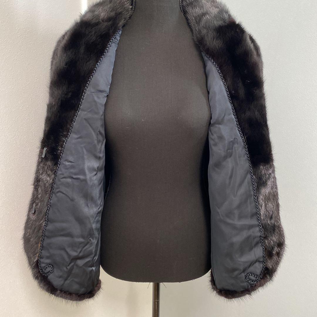 大きいサイズ 高級リアルファー コート ミンク ダークブラウン 13