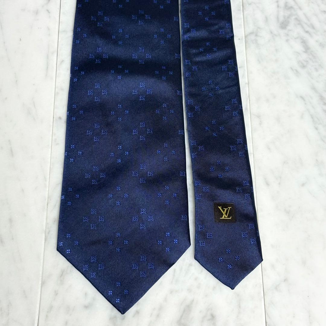 LOUIS VUITTON ネクタイ ネイビー モノグラム柄