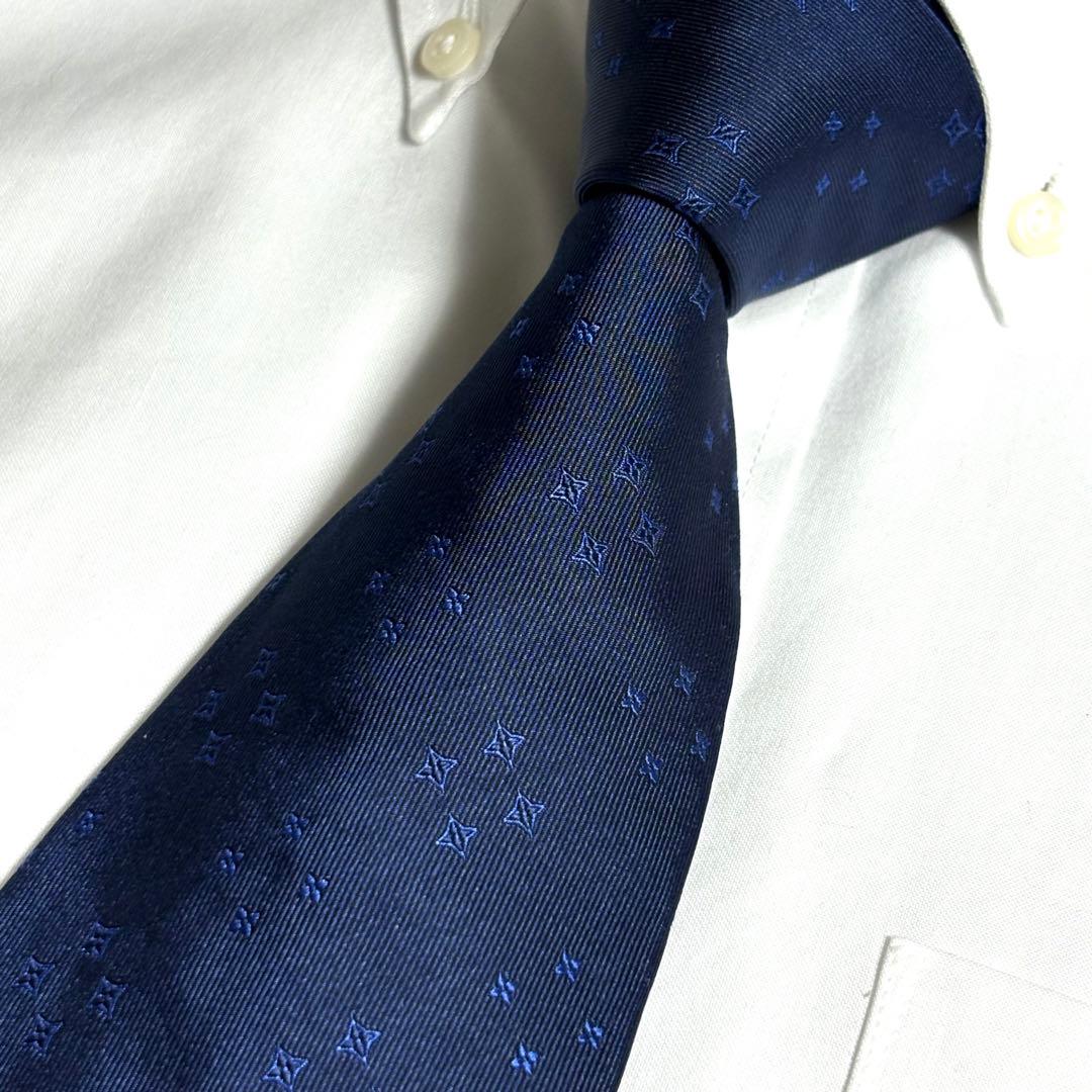 LOUIS VUITTON ネクタイ ネイビー モノグラム柄