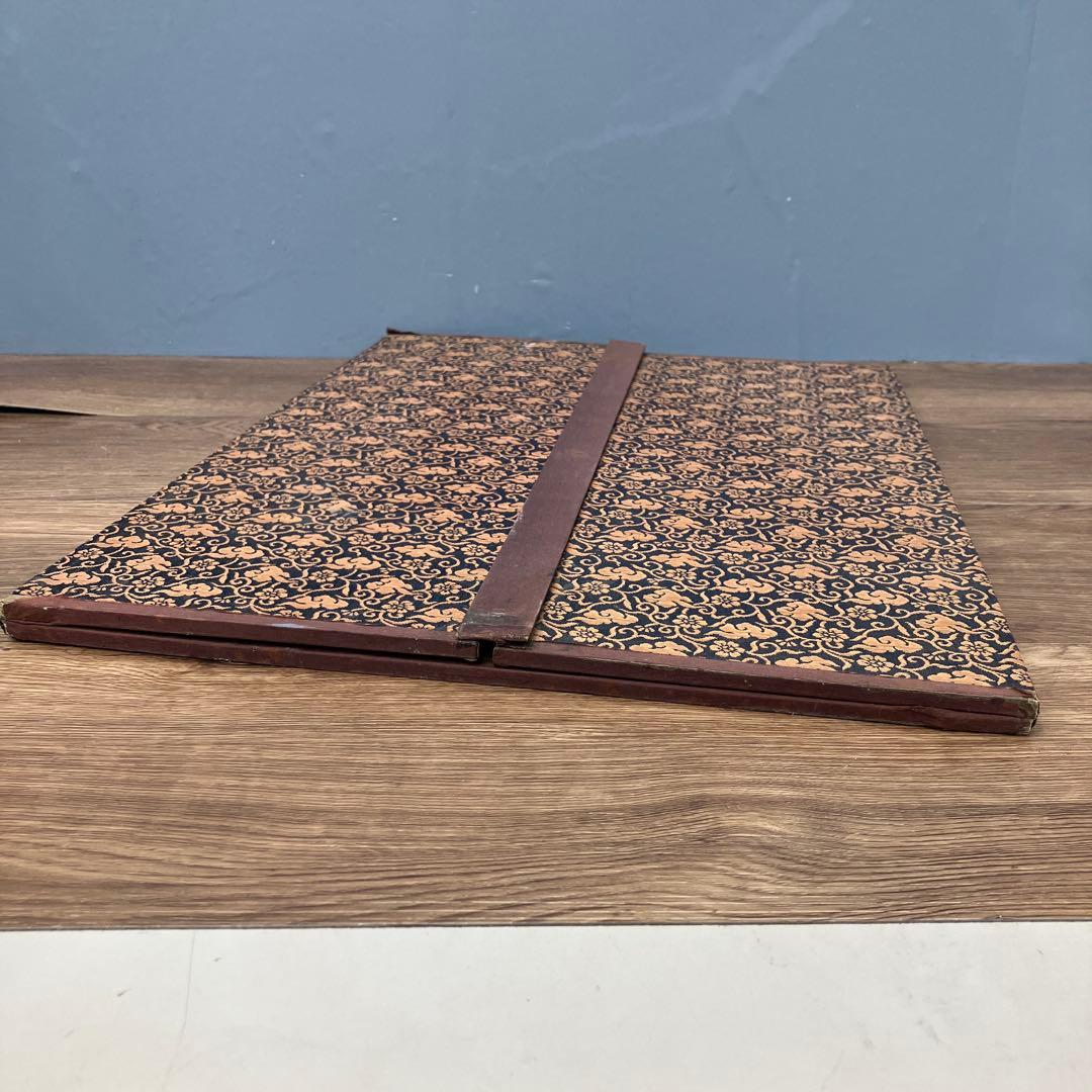 昭和レトロ 仏教美術 阿弥陀二十五菩薩来迎図 三つ折り屏風 金彩 縁起物