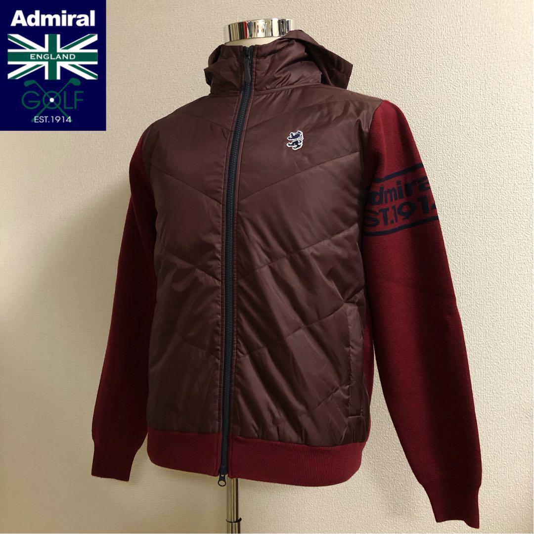 アドミラルゴルフ★ダブルジップ 中綿 パーカー 裏地蓄熱★バーガンディ Mサイズ