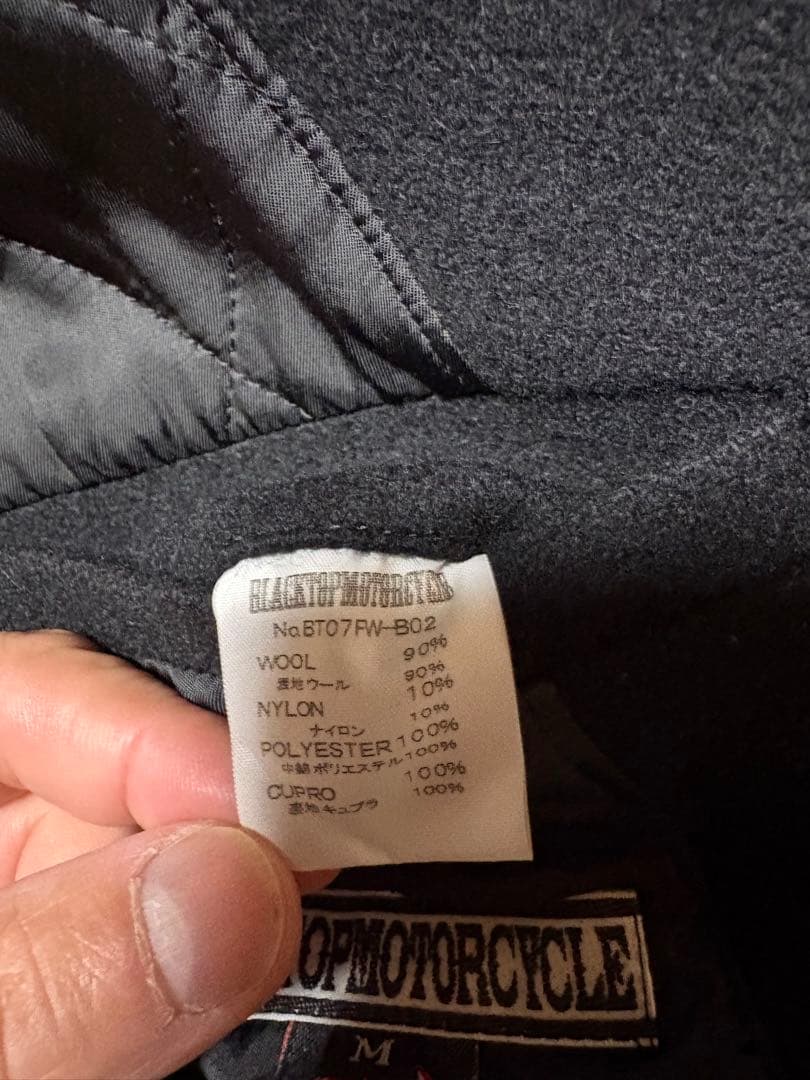 ブラックトップモーターサイクルウールフードジャケットbtmcサイズM