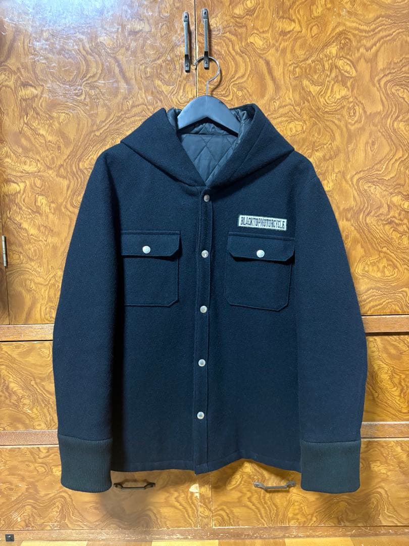 ブラックトップモーターサイクルウールフードジャケットbtmcサイズM