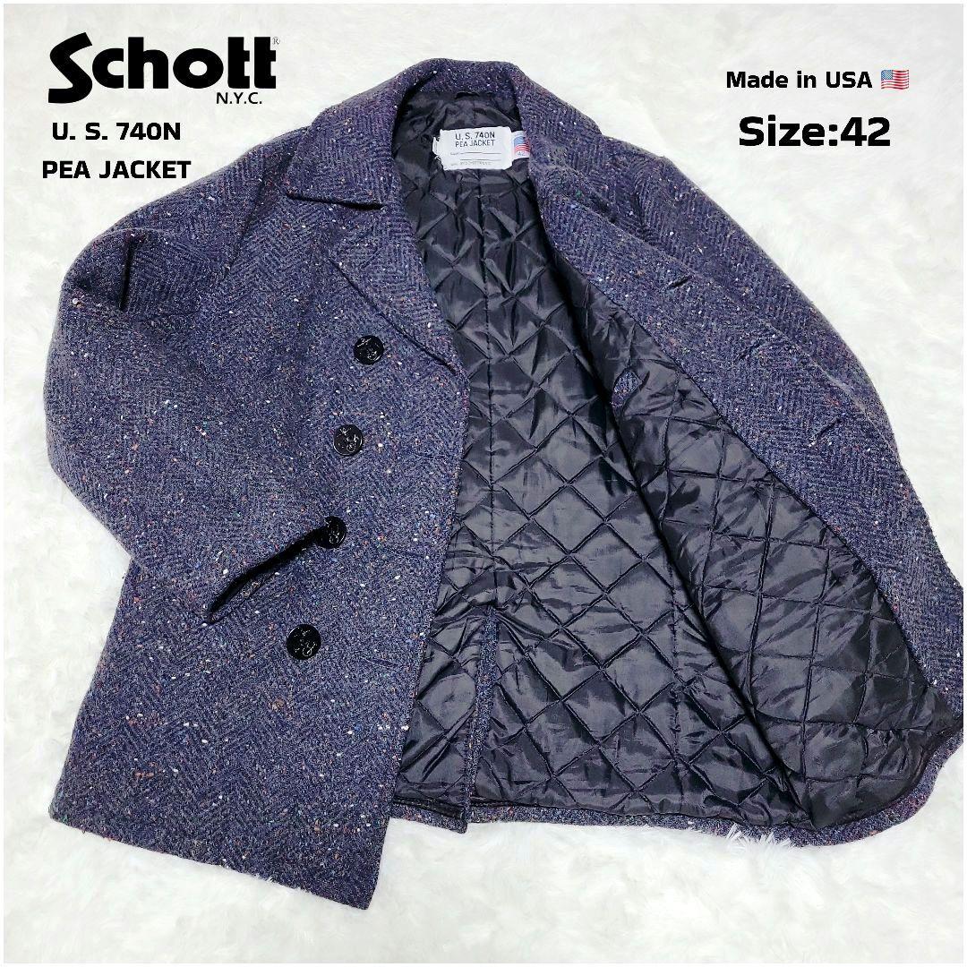 激レア ツイード✨SCHOTT U.S.740N Pコート 740MT 42