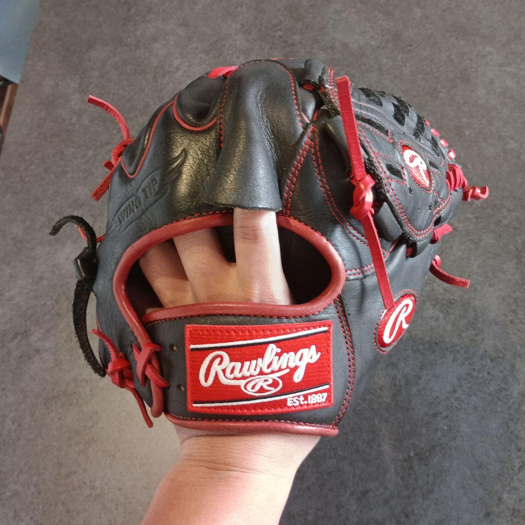 Rawlings 軟式グローブ 黒/赤 大人用　ピッチャー用