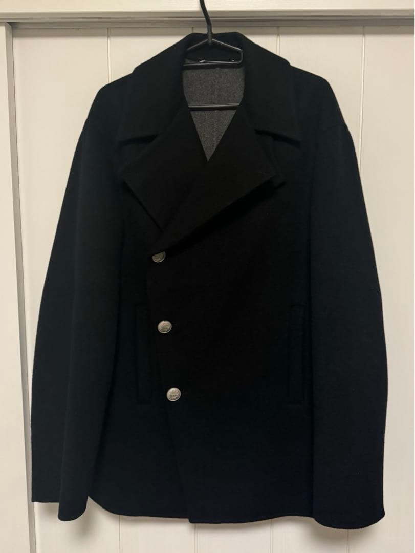 ディオール/DIORサイズ:44 ダブルフェイスアシンメトリーコート(ブラック)