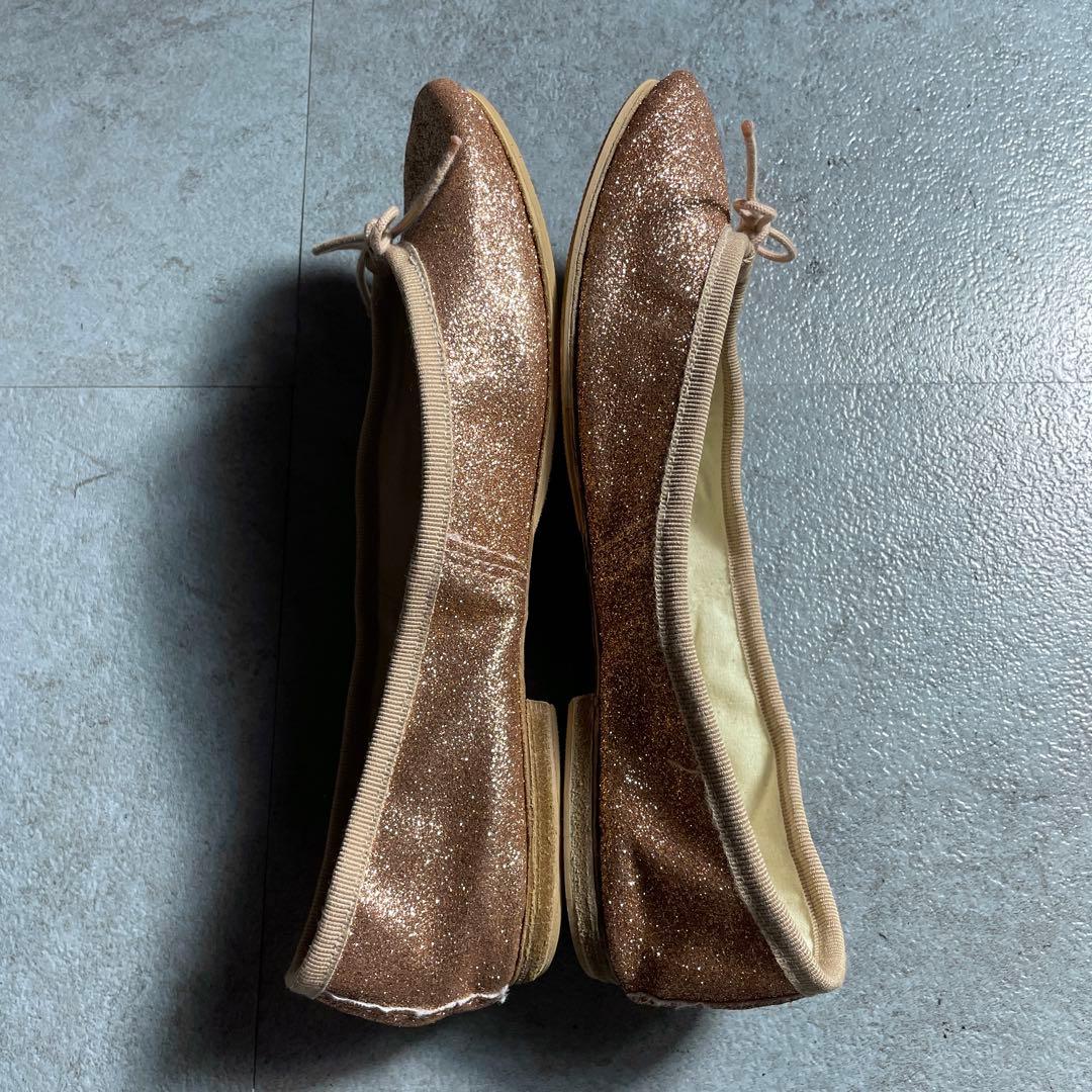 極美品✨️ E.PORSELLI ポルセリフラットシューズ グリッター ピンク