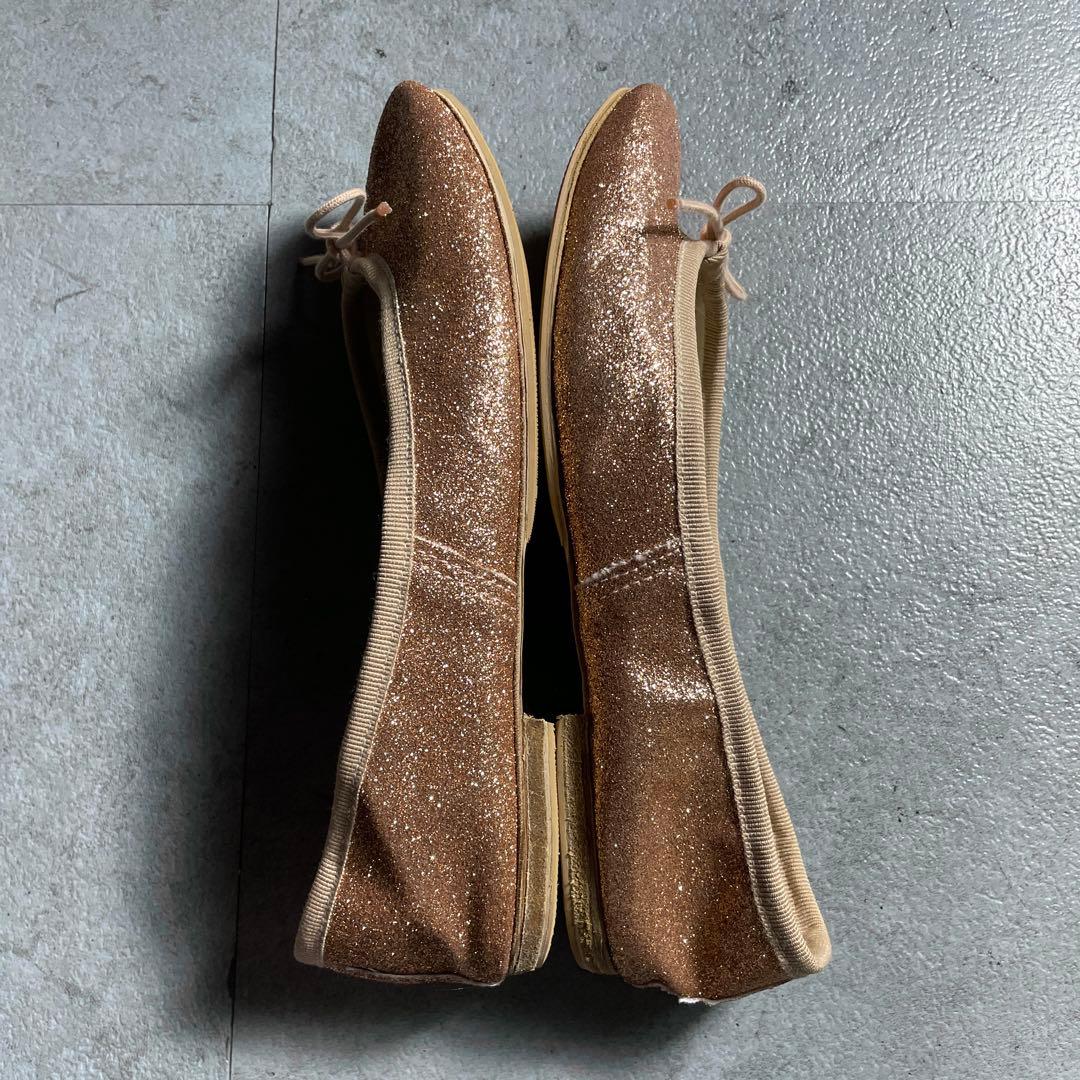 極美品✨️ E.PORSELLI ポルセリフラットシューズ グリッター ピンク