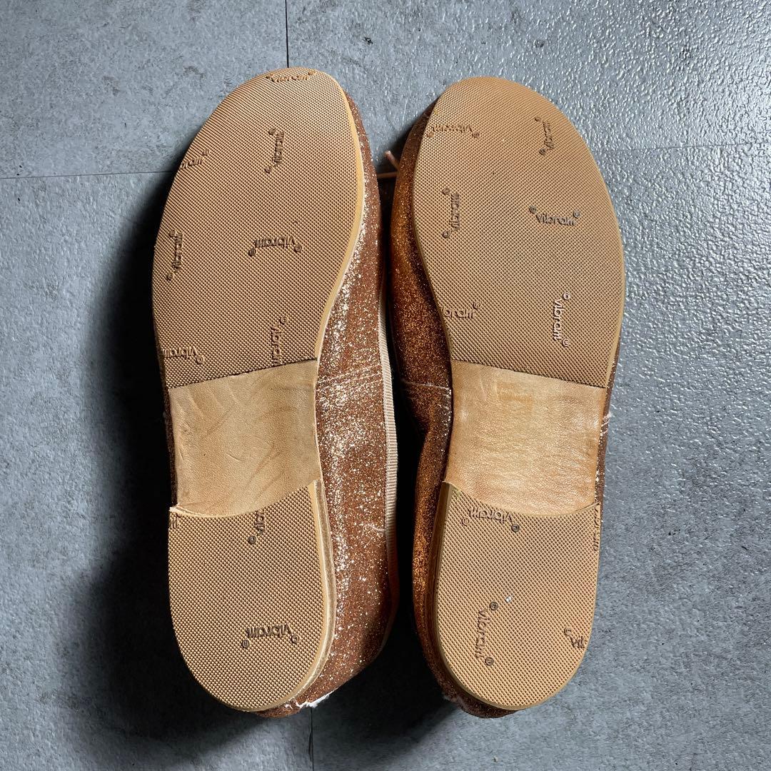 極美品✨️ E.PORSELLI ポルセリフラットシューズ グリッター ピンク