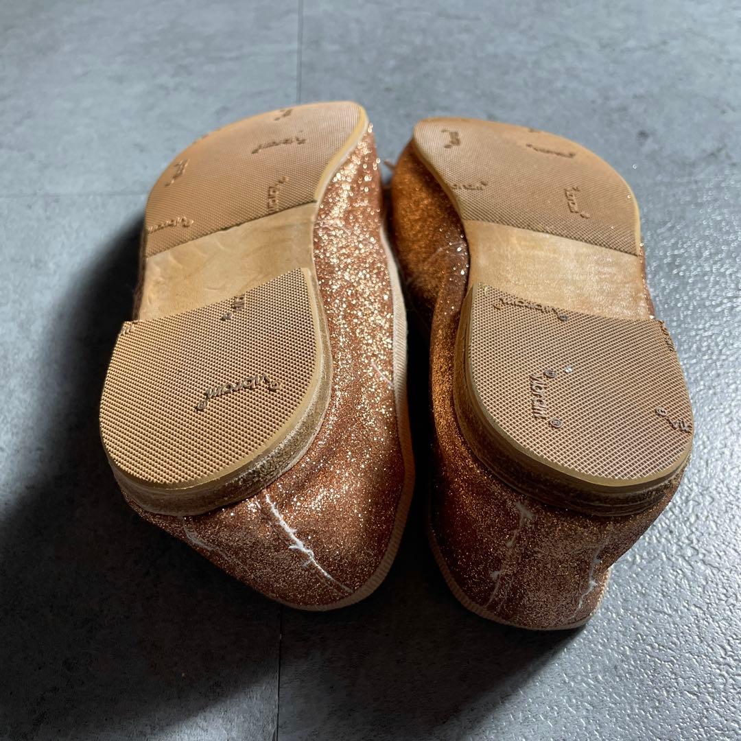 極美品✨️ E.PORSELLI ポルセリフラットシューズ グリッター ピンク