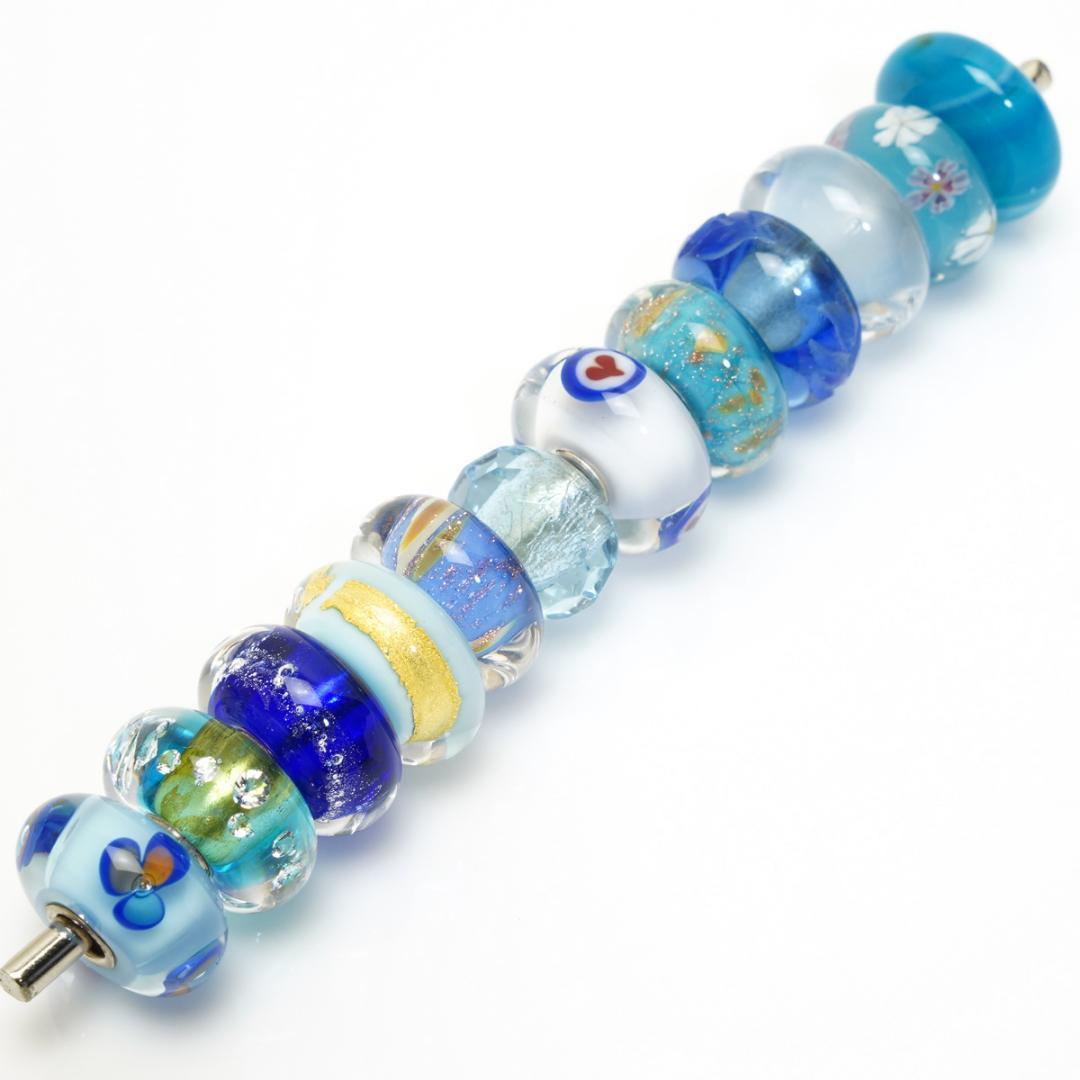 トロールビーズ 12点セット ブルー系 トゥインクル ハート 925 LAA