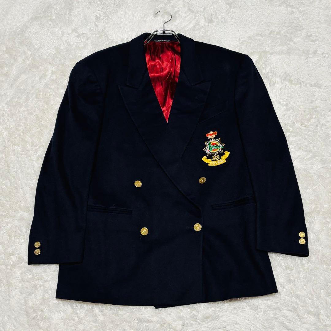 希少 70s ENRICO COVERI イタリア 金ボタン カシミヤ 紺ブレ