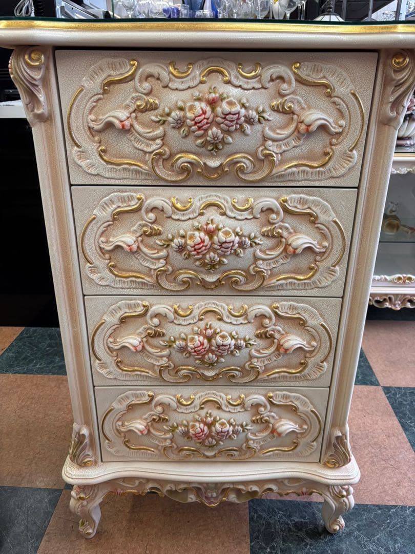 フレンチスタイル キャビネット 4段ロココ調