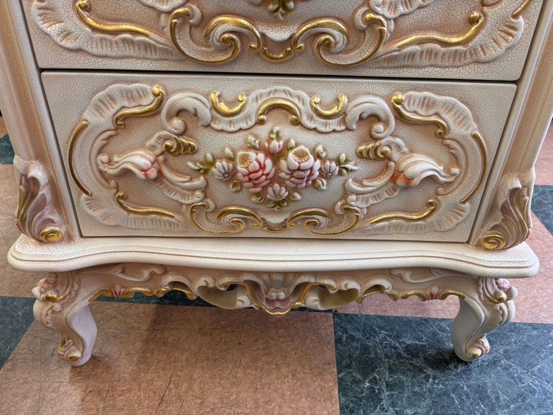 フレンチスタイル キャビネット 4段ロココ調