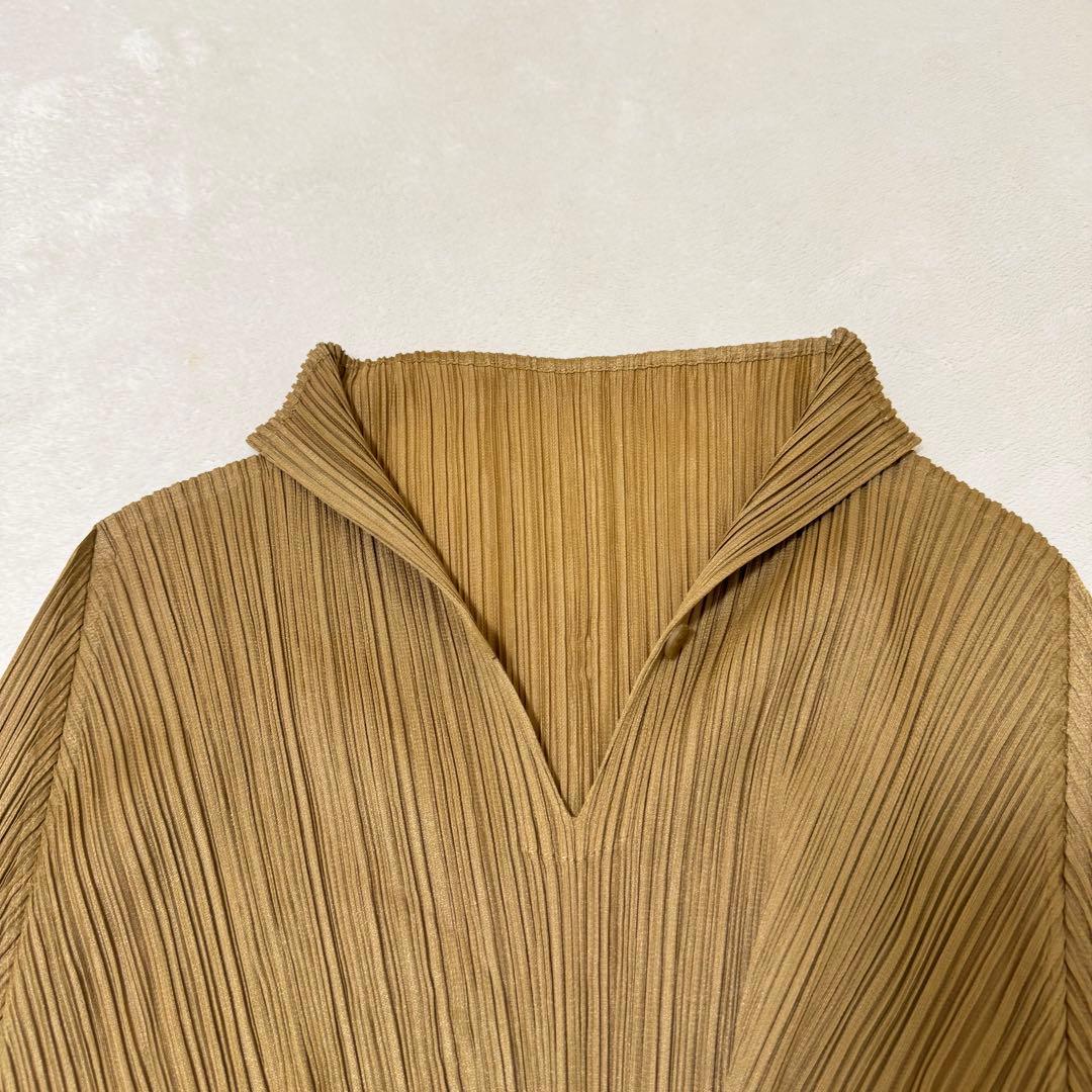 PLEATS PLEASE プリーツ　ワンボタン　ブラウン　長袖　トップス