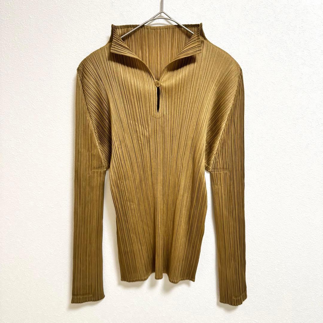 PLEATS PLEASE プリーツ　ワンボタン　ブラウン　長袖　トップス